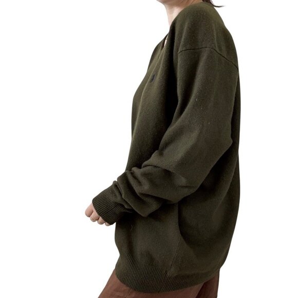 Vintage 1990s Polo Ralph Lauren Olive Green 100% Lambs Wool V Neck Sweater 4XL - Picture 7 of 8